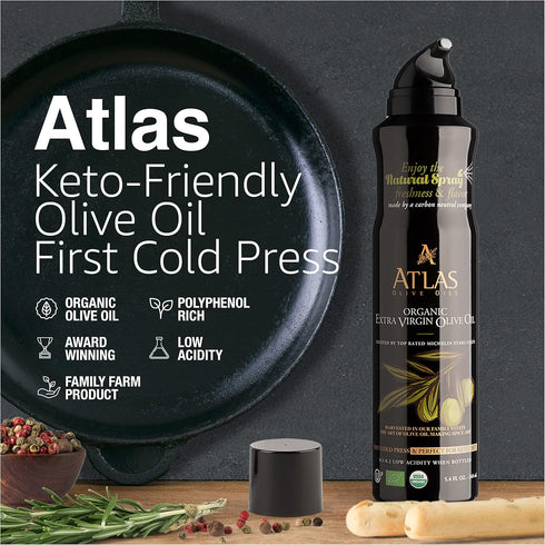 Organic Extra Virgin Olive Oil Spray, Cold Pressed EVOO Cooking Spray, Polyphenol Rich, 5.4 fl oz Bottle