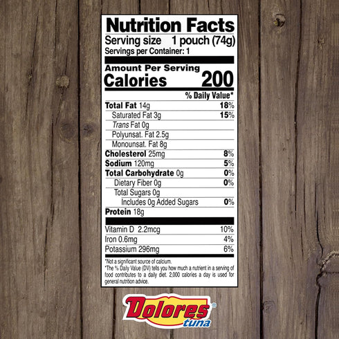 2.6 oz (Pack 24) Dolores Chunk Light Yellowfin Tuna in Olive Oil Pouch Ready-to-Eat Tuna, Mild Flavor, Convenient