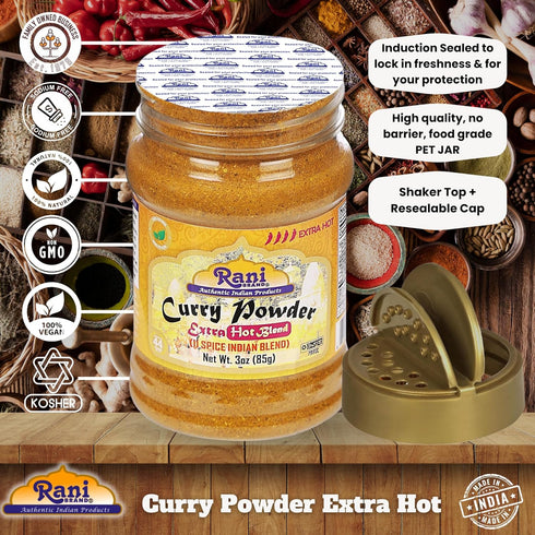 Rani Curry Powder EXTRA HOT (11-Spice Indian Blend) 3oz (85g) PET Jar - All Natural, Vegan, Gluten Friendly, Kosher