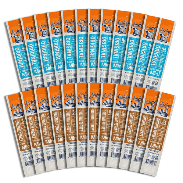 Archer Jerky Mini Beef & Turkey Jerky Sticks - Grass Fed Beef