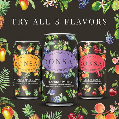 Bonsai 12 oz 8 pack Blackberry Lime Sweetened Sparkling Water, fl cans