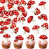 40Pcs Edible Red Mushroom Cupcake Toppers Cute Mushroom Cupcake Picks Mushrooms Drink