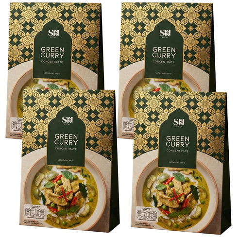 SN Food Authentic Thai Concentrate Curry Paste, 180g, 4 Pack (GREEN CURRY)