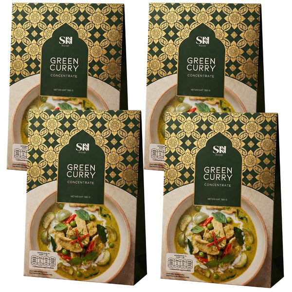 SN Food Authentic Thai Concentrate Curry Paste, 180g, 4 Pack (GREEN CURRY)