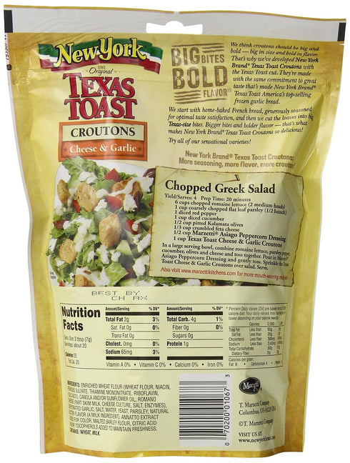 New York 5-Ounce (Pack 12) Texas Toast Croutons Cheese & Garlic, Bags