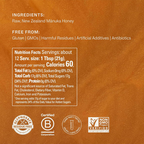 Manukora Raw Manuka Honey, MGO 50+, Non-GMO, Traceable from Hive to Hand, Daily Wellness Support - 250g (8.82 Oz)