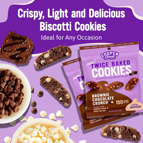 1.25oz 24 Pack Cooper Street Italian Biscotti Cookies - Twice Baked Biscotti Style Cookie Biscuits in Delicious Brownie