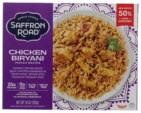 Saffron Road Frozen Chicken Biryani High Protein, Seed Oil Free, Chickens Raised