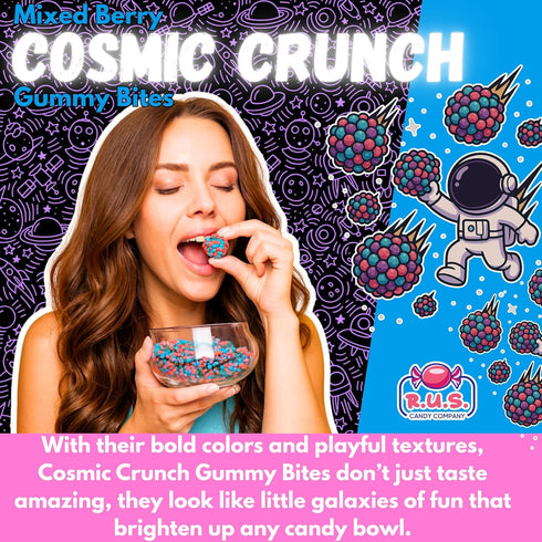 Gummy Gummies Mixed Berry Cosmic Bites by R.U.S. Candy Company- Half Pound Bag Sweet, Tangy & Crunchy Bite-Sized Candy