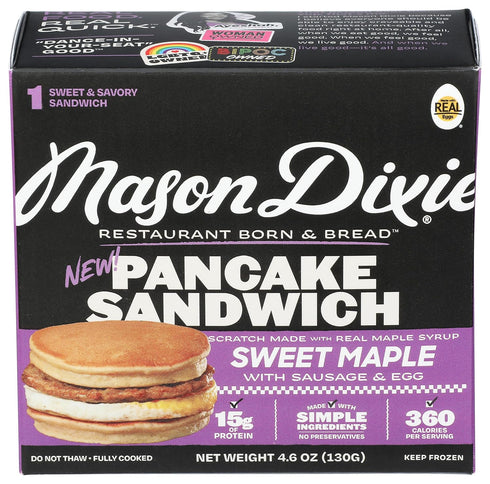 MASON DIXIE BISCUIT CO Sweet Maple Pancake Sandwich with Sausage & Egg, 4.6 OZ
