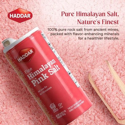 16 oz Haddar Fine Himalayan Pink Salt, | Pure and Natural Pink Himalayan Sea Salt | Rich in Essential Minerals |