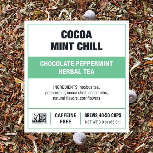 Tiesta Tea - Cocoa Mint Chill, Chocolate Peppermint Herbal Rooibos Blend, Non-Caffeinated, 3 Ounce Refillable Tin, Brew