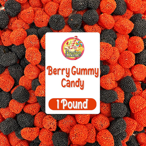 Berries Gummy Candy - 1 Pound Bulk Bag, Crunchy Red And Black