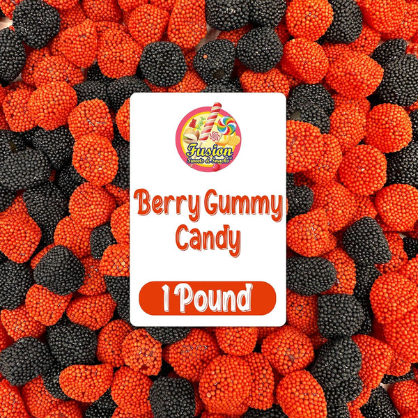 Berries Gummy Candy - 1 Pound Bulk Bag, Crunchy Red And Black