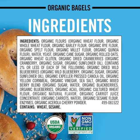 5 Count Daves Killer Bread Boomin Berry Bagels, Cranberry, Blueberry, Blackberry and Acai Bagels