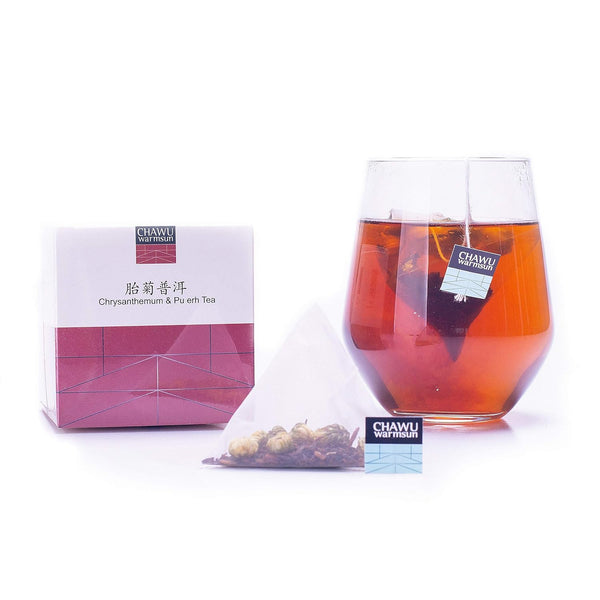 ChaWuWarmSun Chrysanthemum & Puerh Tea Bags, 16 Tea Bags, 8 Count/Box (Pack of 2), Natural Tea Buds