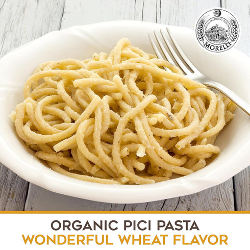17.6oz (500g) Pack 1 Morelli Pici Pasta di Toscana - Italian Gourmet Organic Pici Noodles - Thick Organic Pasta Nests