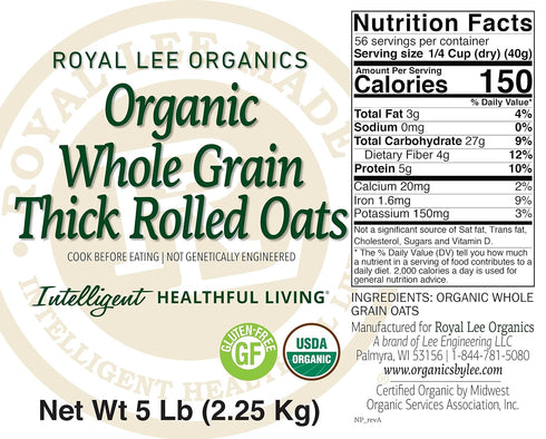 5lb Royal Lee Organics by Standard Process Organic, Gluten-Free Thick Rolled Oats, bag
