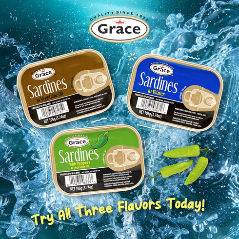 106g 3.74oz (Pack 10) 18g Packaged Grace Sardines in Vegetable Oil - of - Protein per Serving, Canned & Sardines, Low