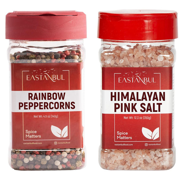 Eastanbul Salt and Pepper for Grinder Refill, Rainbow Peppercorns Whole 4.9oz &