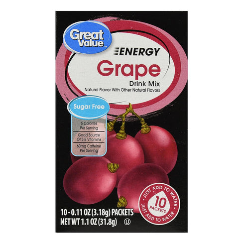 Getgal 10ct (Pack 6) Great Value Grape Energy Drink Mix