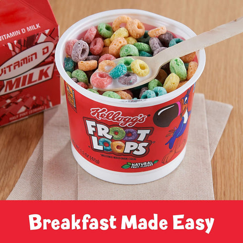 12 Count (Pack 2, 9 oz Kelloggs Froot Loops, Breakfast Cereal in a Cup, Low Fat, Bulk Size, of Trays)