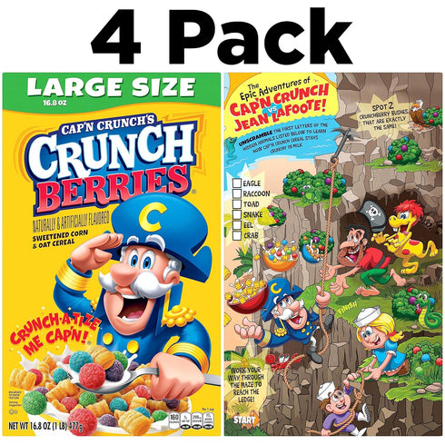 16.8oz (4 Pack) Cap'n Crunch Cereal, Crunch Berries, Boxes