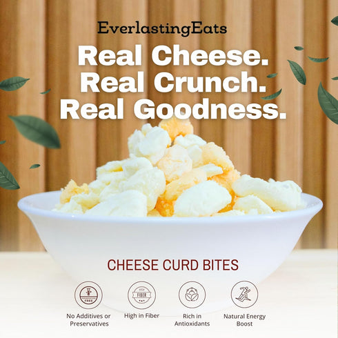 EverlastingEats 5 Oz Freeze Dried Cheese Curds White & Yellow Wisconsin Cheddar Curd Bites, Keto-Friendly, High Protein