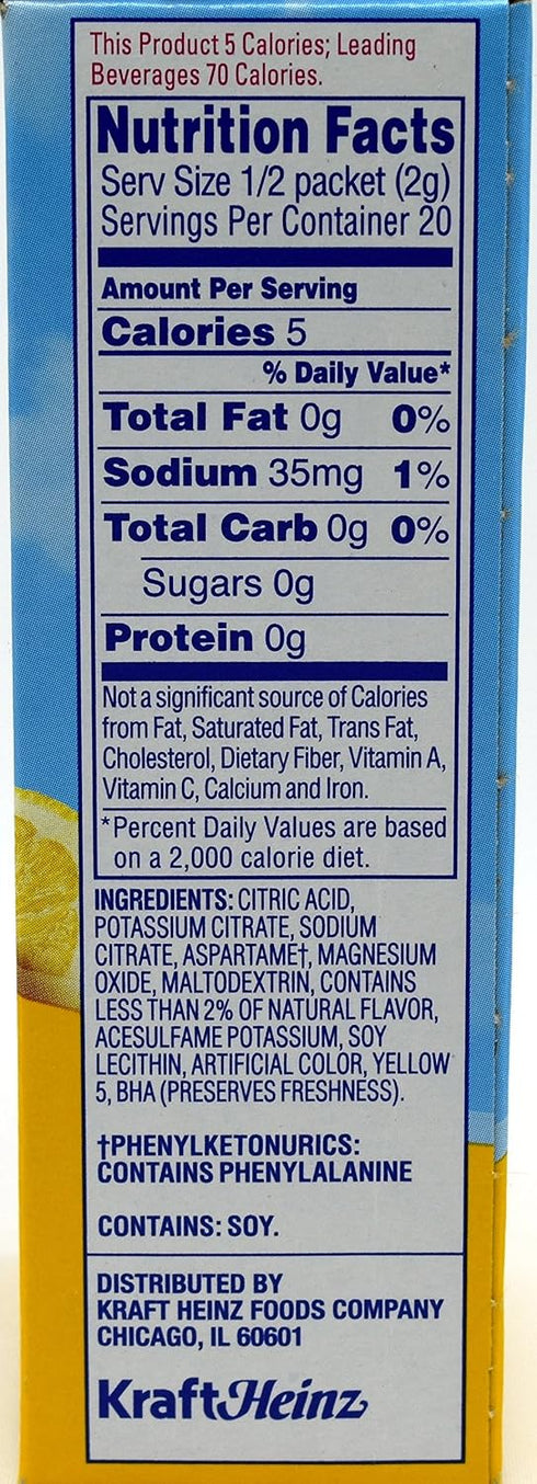 10-Packet (Pack 7) Crystal Light On The Go Natural Lemonade Drink Mix, Box