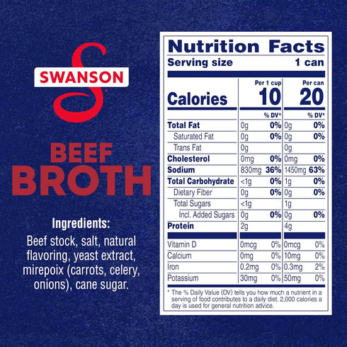 100% 14.5 Oz (Pack 6) SWANSON S Natural, Gluten-Free Beef Broth, Can