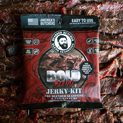 3 Pack 30 lbs Bearded Butchers Jerky Seasoning & Natural Cure Variety - DIY Jerky Making Kit with Hickory BBQ, Bold