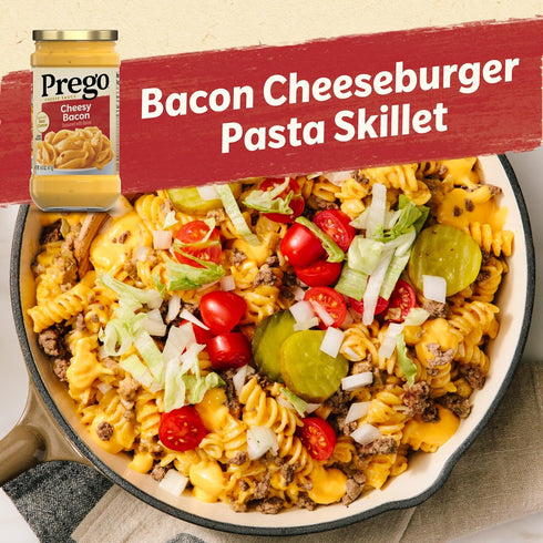 14.5 oz (Pack 2) Prego Cheesy Bacon Cheddar Cheese Sauce, Jar