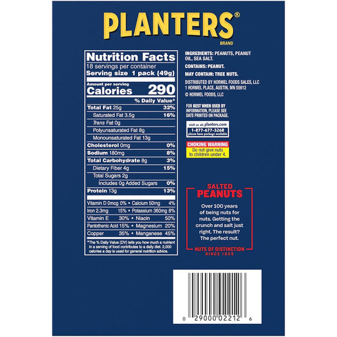 1.75 oz. (18-Pack) PLANTERS Salted Peanuts