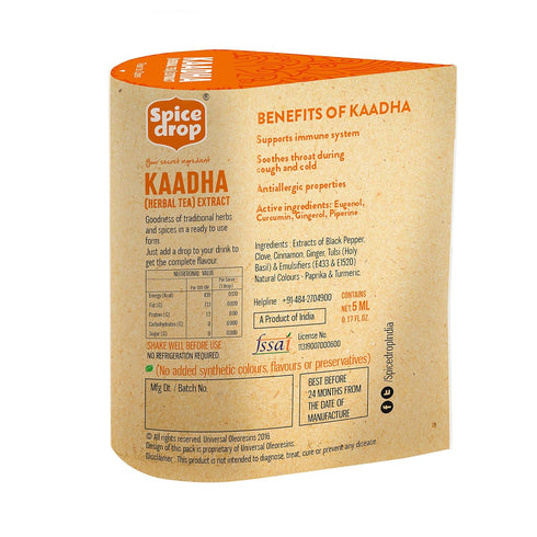 Spice Drop Immunity Booster Kaadha Extract – Authentic Indian Herbal Mix for Better Immununity | Natural Ayurveda Recipe | No Added Color or Preservative | Vegan | Glute-Free | 0.17oz (180 Drops)