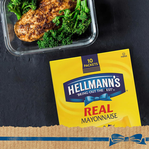 HELLMANN'S Packets 10 Pack 6 3.8 oz, 6 Real Mayonnaise To Go Ct, of For a Creamy Sandwich Spread or Condiment Gluten