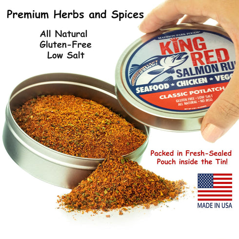 2 3oz - King Red Salmon Rub Classic Potlatch Seasoning Dry Spice Blend - Grilled Salmon, Seafood and Veggies All