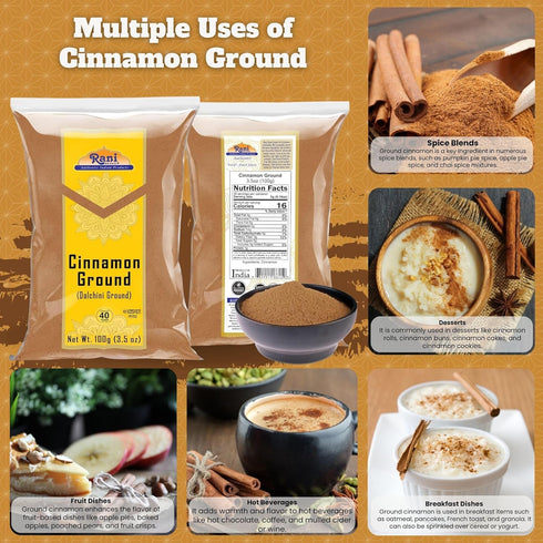 Rani Cinnamon Powder (Ground) Spice, 3.5oz (100g) - All Natural, Salt-Free, Vegan, Gluten Friendly