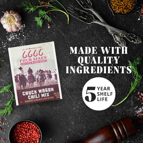 FOUR SIXES 6666 1.25 (Pack 12) Chuck Wagon Chili Seasoning Mix, Ounce