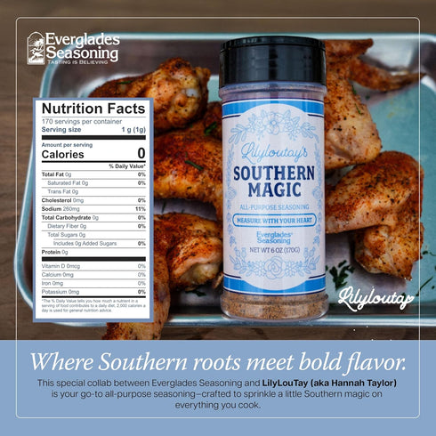 6 oz Everglades Lily Lou Tay's Southern Magic Seasoning - All-Purpose Southern Spice Blend