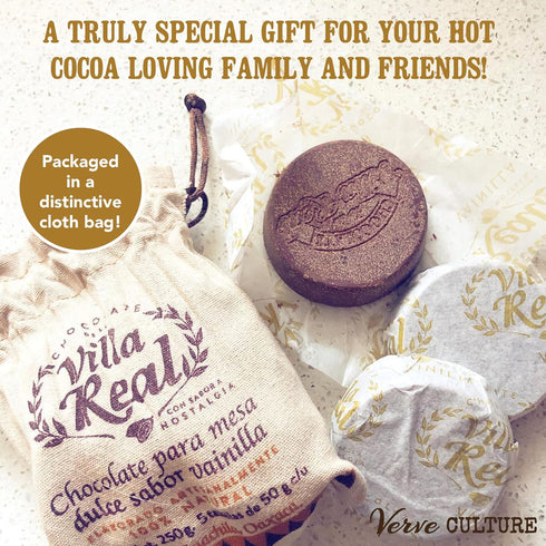 5 250g Verve Culture's Villa Real Mexican Chocolate, discs - Vanilla, Net Wt / Authentic Mexican Hot Cocoa Discs from