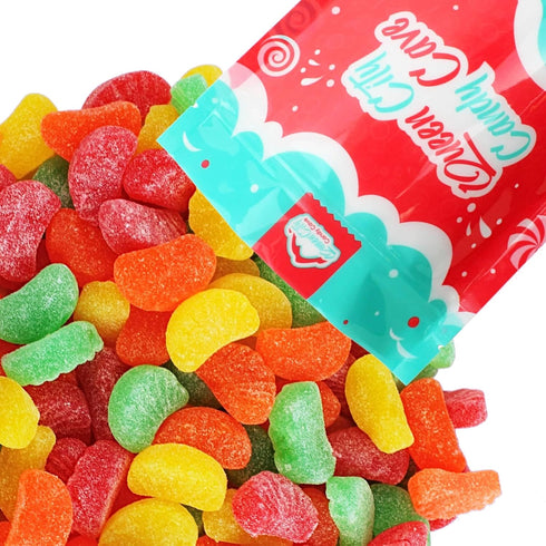 (3 Jelly Fruit Slices Candy - Assorted Fruit Shaped Jelly Cherry, Lemon, Lime, and Orange Slices Candy Bulk, by Queen