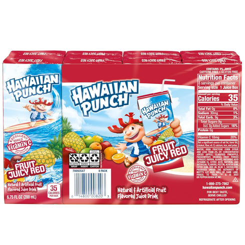 6.75 oz 32 Count (4 Packs 8), Hawaiian Punch Fruit Juicy Red Juice Drink, fl boxes, of Ready-to-drink, On-the-go