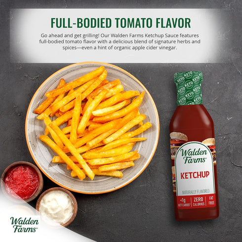 Pack 3-Pack, 12 oz Walden Farms Variety Condiment Ketchup, Original BBQ & Seafood Dipping Sauce Zero Calorie, Sugar