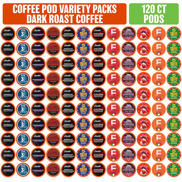 Coffee Pod Variety Packs Dark Roast Sampler, Assorted, Compatible with 2.0 K-Cup