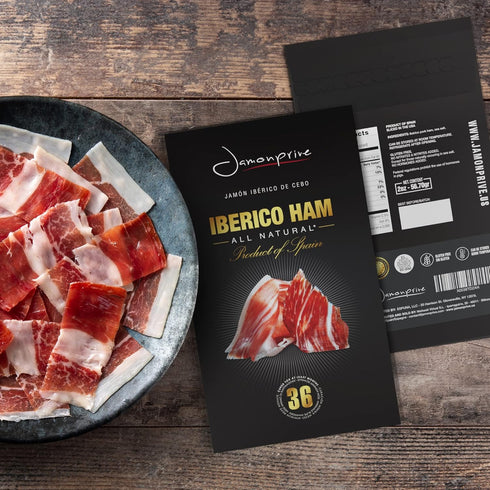 (4oz) (2 oz Pack 2 Spanish Iberico Ham Sliced Jamonprive - Spanish Jamon Iberico Grass-fed (Pata Negra) with NO