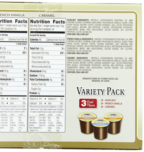(Pack 72) Grove Square Cappuccino Pods, Variety, Single Serve