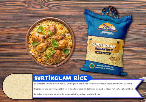 64oz (4lbs) 1.81kg Rani Surti Kolam Indian Rice Cloth Bag ~ All Natural | Gluten Friendly | Vegan | Kosher | Export