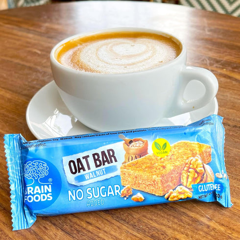 2.5oz, (12 BRAIN FOODS Oat Bars - Gluten Free, Vegan, No Sugar Added, No Palm Oil, Bars) (Walnut)