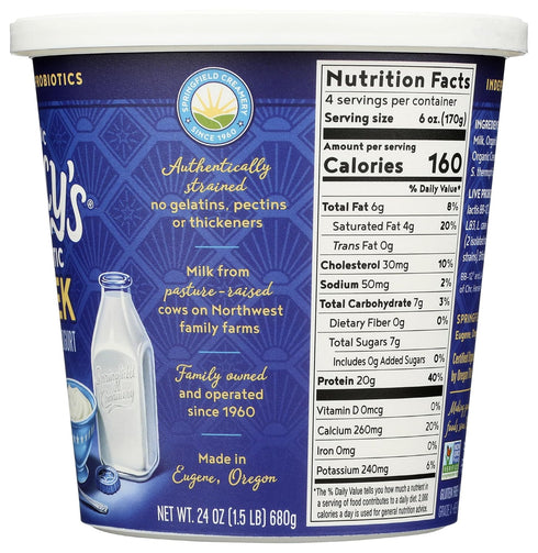 Nancy's Yogurt 24 Nancys Yogurt, Organic Whole Milk Plain Greek Yogurt, Ounce