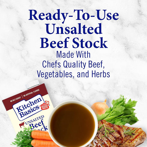 32 oz. Kitchen Basics Unsalted Beef Stock, Carton